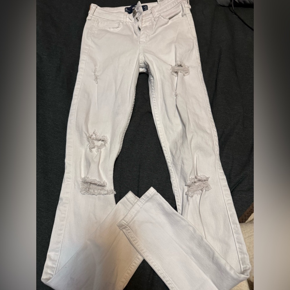 Hollister White Distressed Skinny Jeans